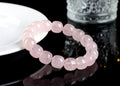 Natural bamboo crystal barrel bead bracelet with 11-12mm pink geometric stone beads and original design