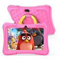 Blue 7-inch children's educational tablet with silicone protective cover and rotating handle bracket