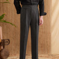 Men's slim fit straight leg business casual trousers in wrinkle resistant polyester fabric