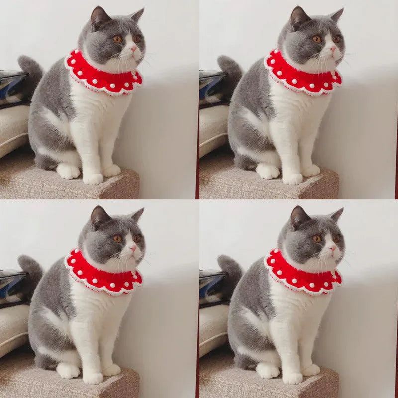Knitted milk cotton pet collar with cartoon pattern in customisable sizes from XS to L