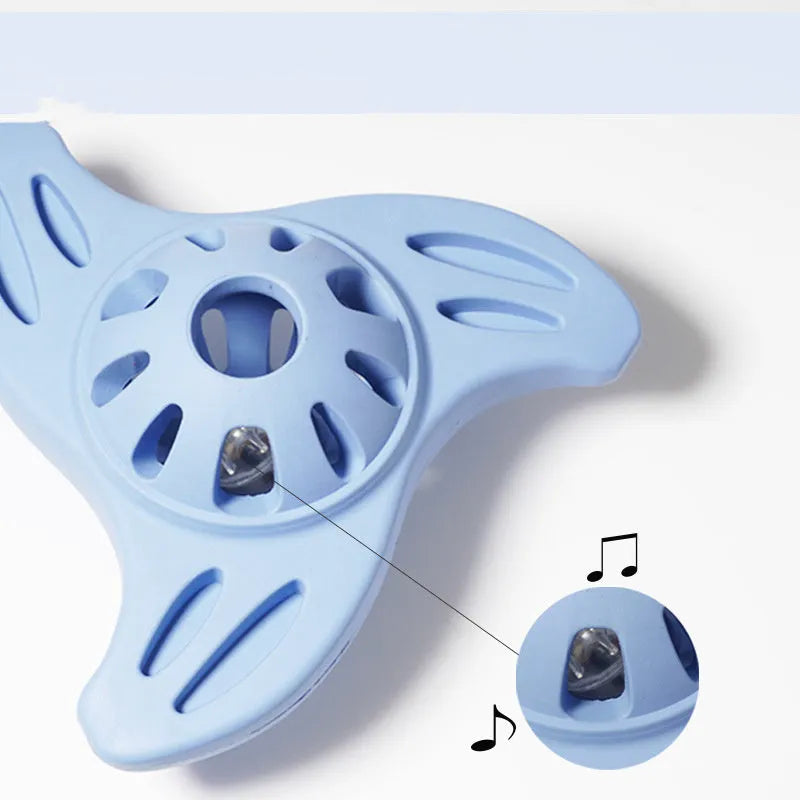 Blue or purple bite resistant boomerang dog toy for large breeds with molar cleaning edge design