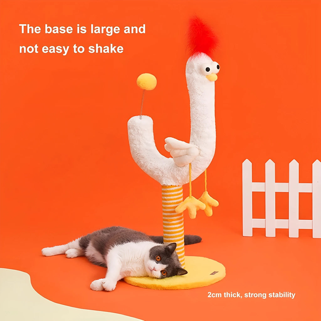 Tall sisal rope cat scratching post with spring ball on top