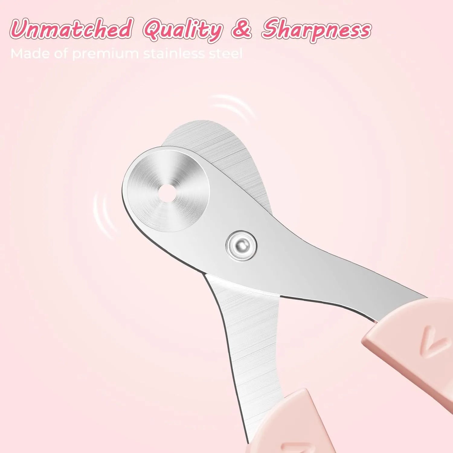 Blue cat nail clipper with a round positioning hole and non-slip handle on a white background.