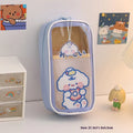 Transparent cartoon student pencil case with large capacity for stationery organisation