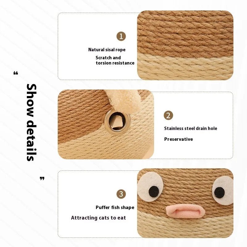 15cm cubic puffer leakage food feeder pet toy made from sisal hemp strips