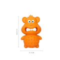Green and yellow natural rubber squeaky dog toy for large breed aggressive chewers.