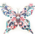 20 inch blue and pink butterfly quilling papercraft illustration pack with glue, scissors, awl, and tweezers