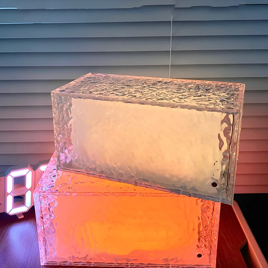 Geometric acrylic night lamp with colour-changing LED lighting and remote control