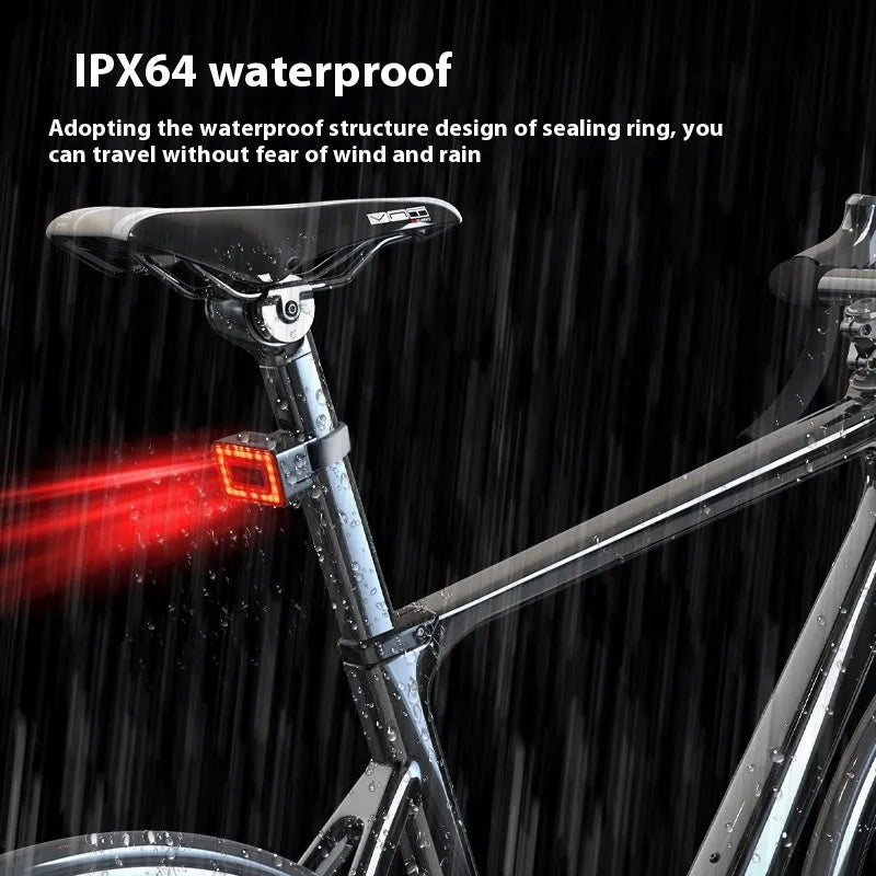 Smart millimeter wave bicycle taillight with radar sensor and IP64 waterproof rating for night safety