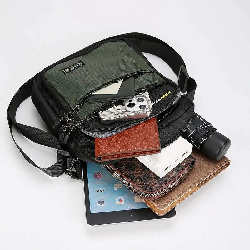 Men's waterproof nylon crossbody bag in urban simplicity style with shoulder strap