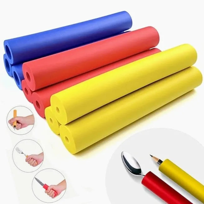 Flexible black rubber grip hose for organising pens and utensils, showing inner diameter sizes.