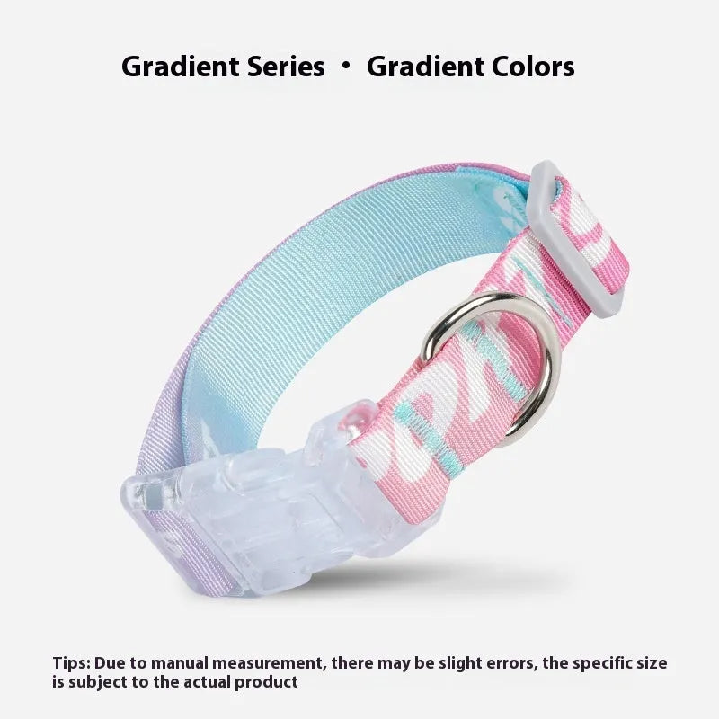 Cartoon gradient pattern adjustable dog collar in nylon with size options for pets 2-10kg