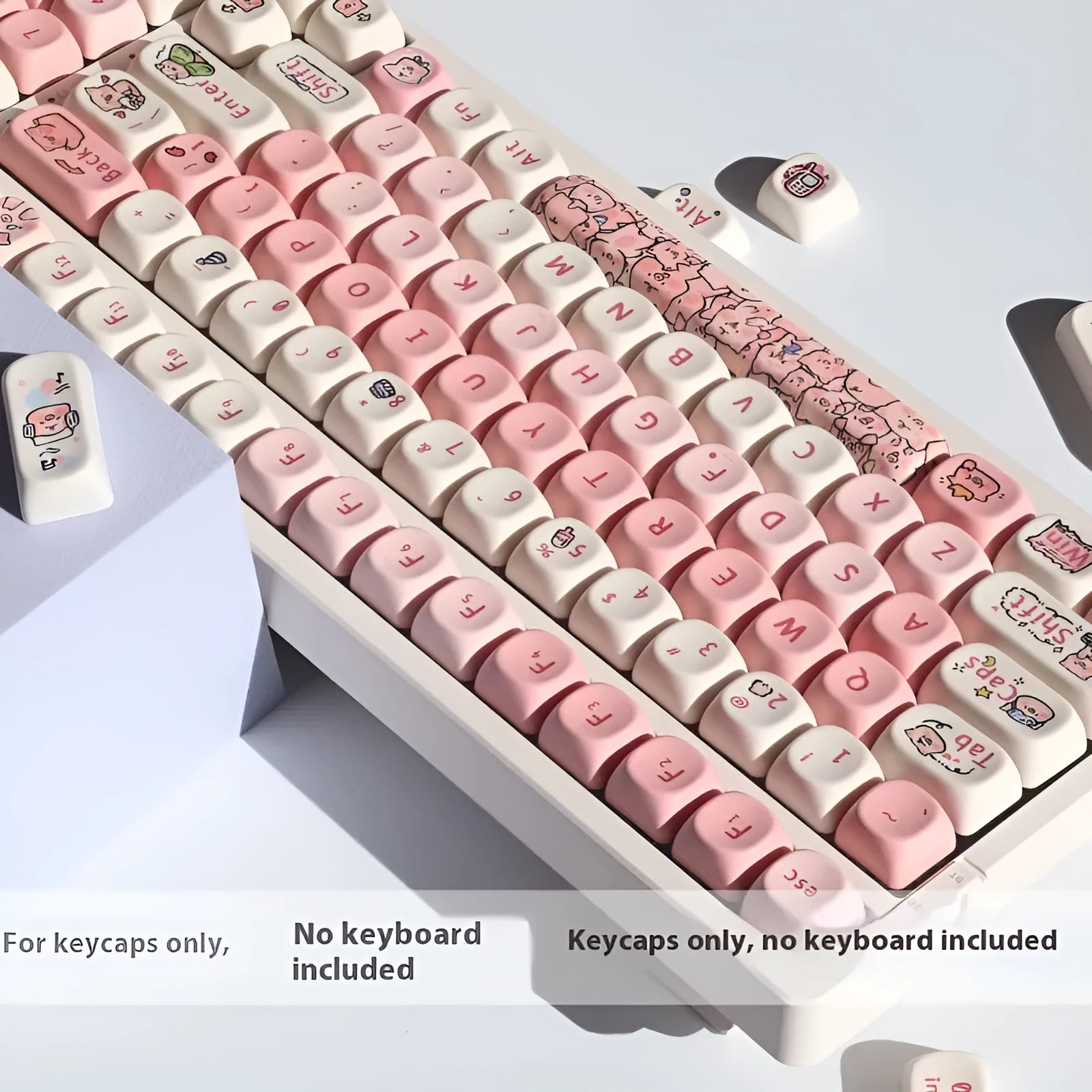 Pink PBT pig key cap with five-sided sublimation printing for mechanical keyboards