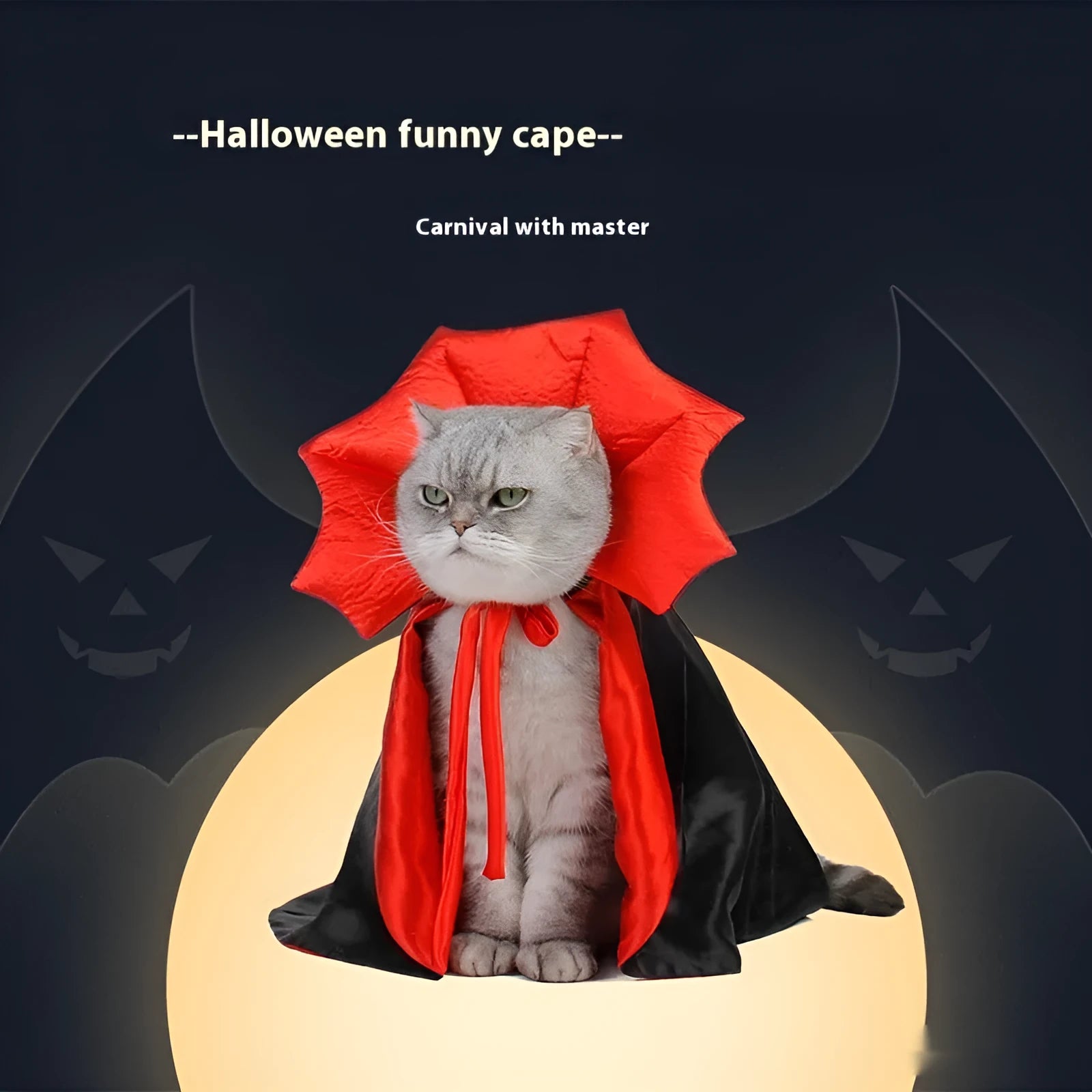 Black and red Halloween costume for cats and dogs made from polyester fabric