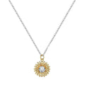 925 silver sunflower necklace with geometric daisy pendant on adjustable cross chain