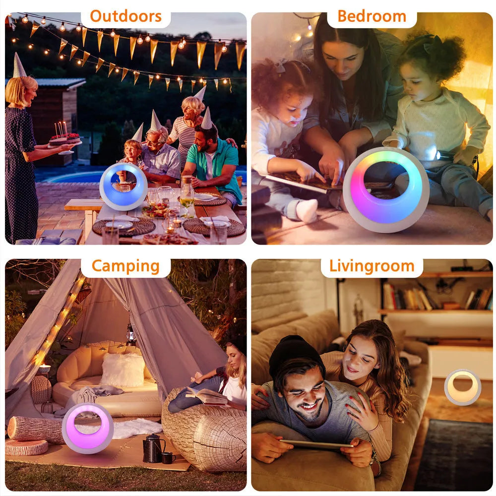 Creative Touch white RGB colour changing night lamp with remote control on desk