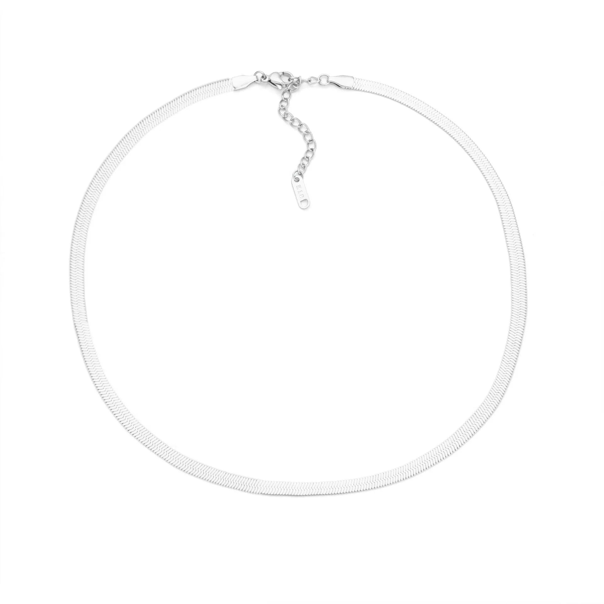 A gold and a silver titanium steel necklace with letter and number pendants on a 40.5cm chain.