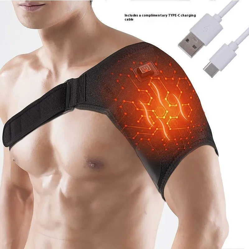 Electric heating shoulder pad with USB connection showing heating padded shoulder design