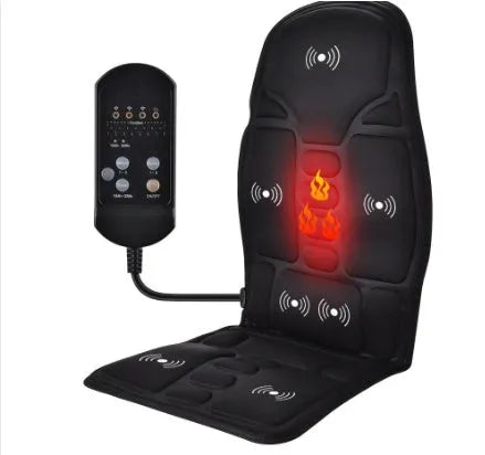 Black electric cervical massager with wireless remote control showing three speed settings and Bluetooth connectivity