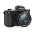 Black digital camera with 16MP CMOS sensor, 3.2-inch Full HD screen, periscope lens, and dual camera