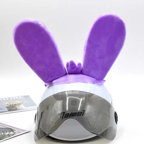 Rabbit Glow Ears helmet decoration with Velcro bottom, shown in a blue colour variant.
