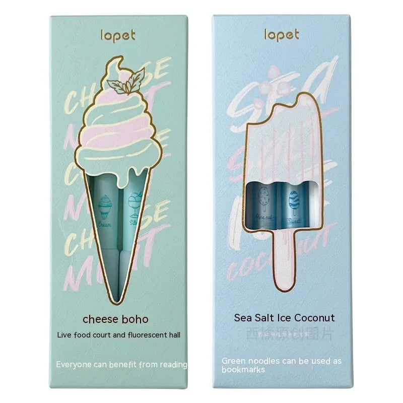 Set of four double-headed calligraphy pens with 0.5mm tips and sponge press nibs in cheese mint and sea salt colours