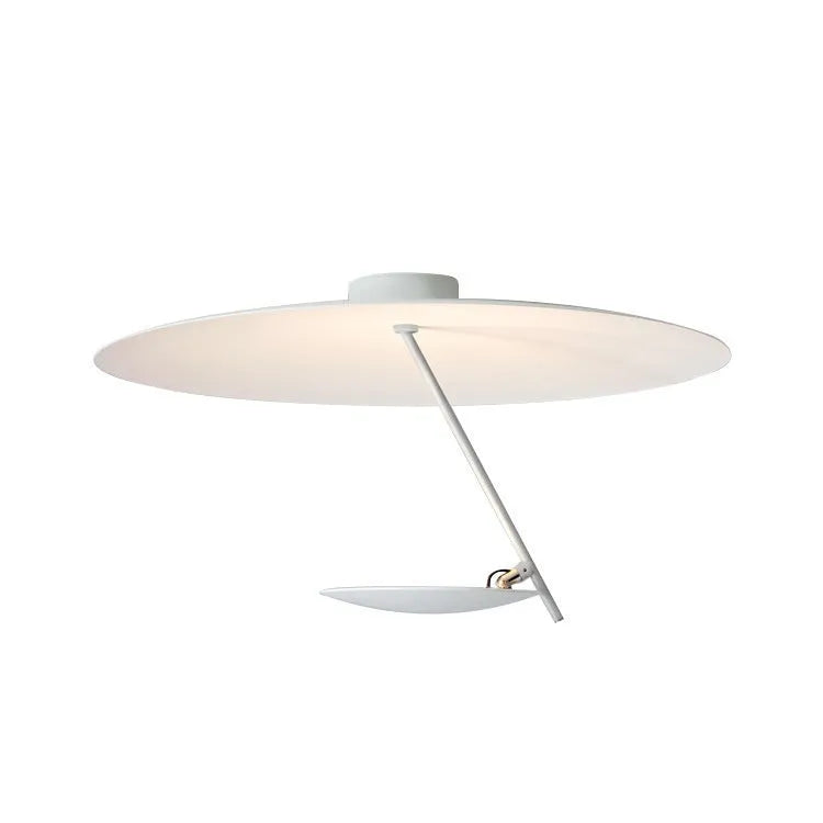 Modern iron ceiling lamp in white gold finish, 50cm diameter, with warm LED light.