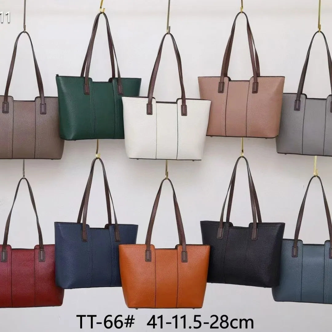 Women's genuine leather commuter shoulder bag in box-type shape with large capacity and urban simplicity design