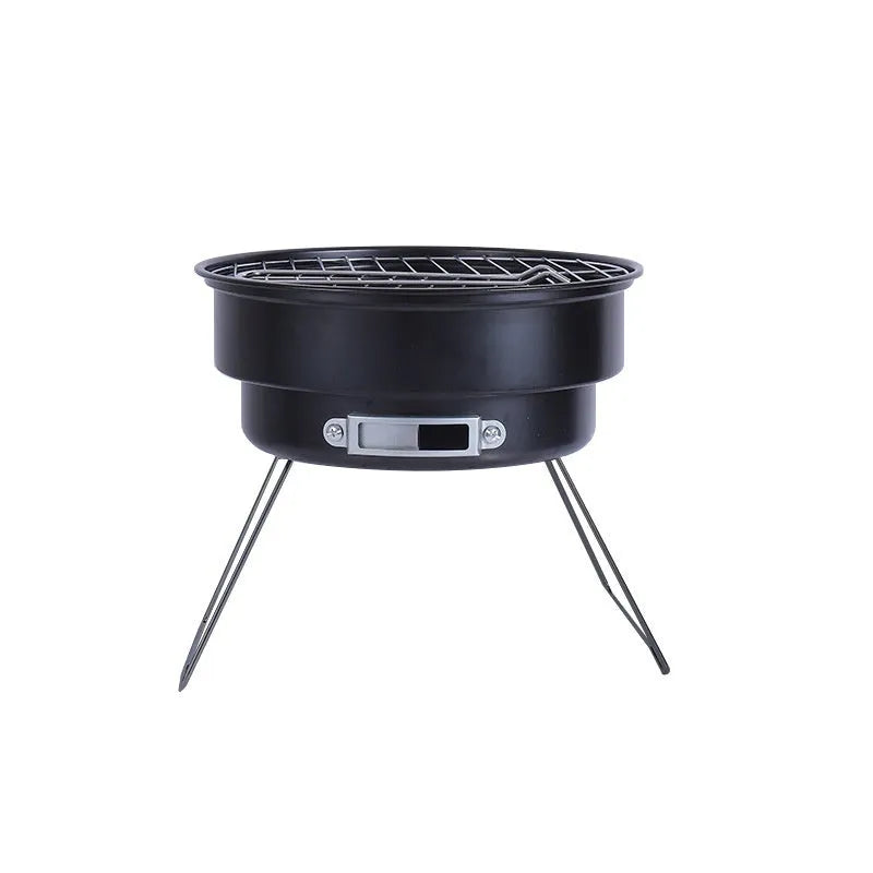 Small folding round ice stove portable grill with mesh cooking surface and legs
