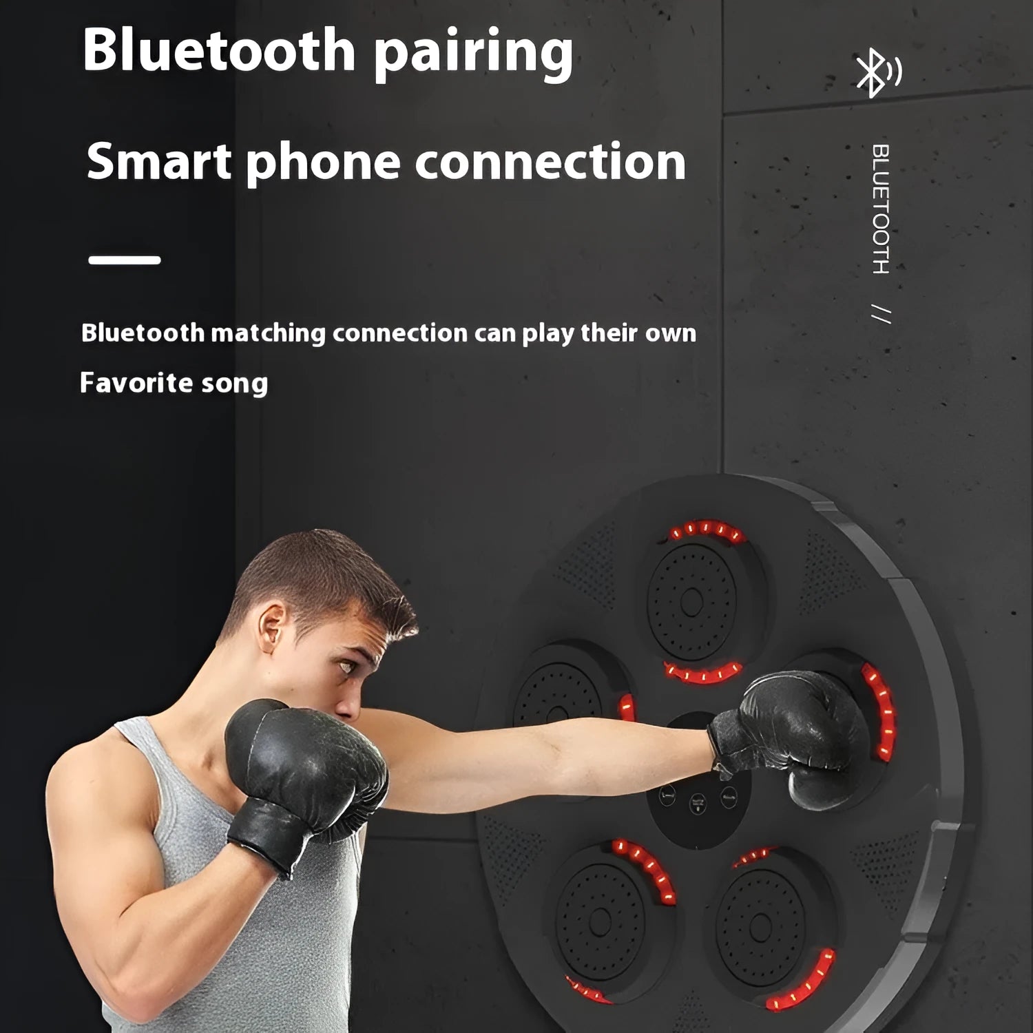 Wall-mounted smart boxing trainer target with ABS construction and blue accent lights