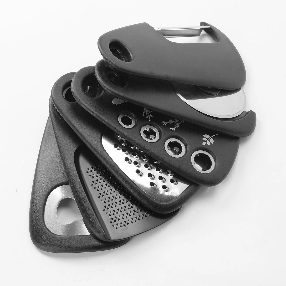 Six-piece kitchen gadget set with stacking design in modern colour box packaging