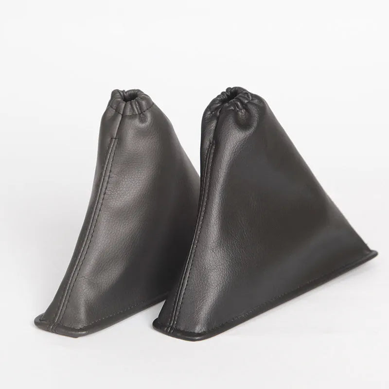 Black leather shift lever dust cover for Toyota Corolla measuring 15.2cm x 12.9cm x 2.3cm