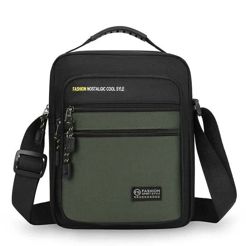 Men's waterproof nylon crossbody bag in urban simplicity style with shoulder strap