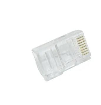 White RJ45 network modular plug with gold-plated contacts and all-copper insert pins