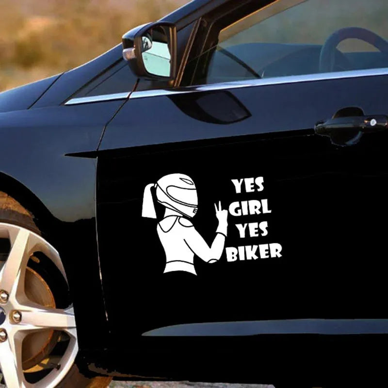 Cool Girl Rider waterproof vehicle sticker in black, white and laser colours measuring 16cm by 15cm