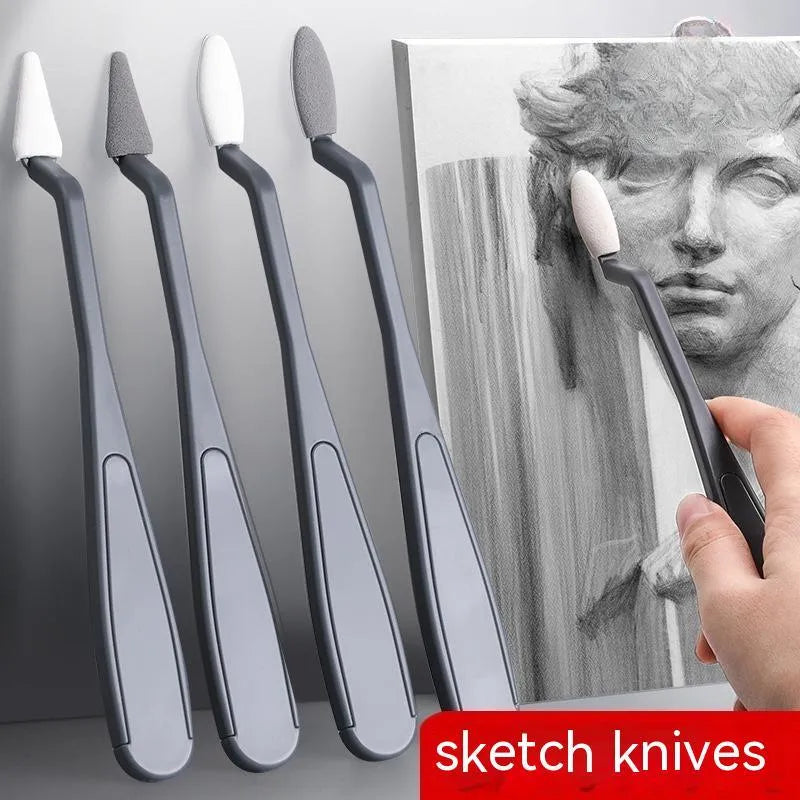 White plastic fluorescent pen eraser smear tip sketching rubbing knife for art correction.