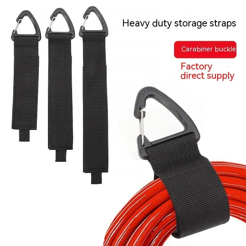 Black heavy strap climbing button carabiner gravity storage hook in three size options
