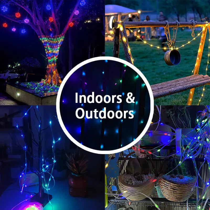 10-metre multi-colour LED light string with 100 bulbs for outdoor festival and party decoration