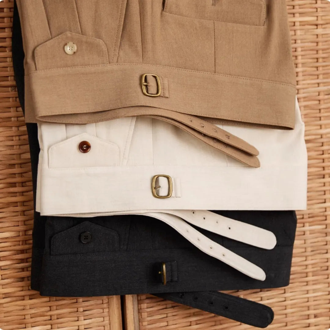 Men's slim fit straight leg business casual trousers in wrinkle resistant polyester fabric