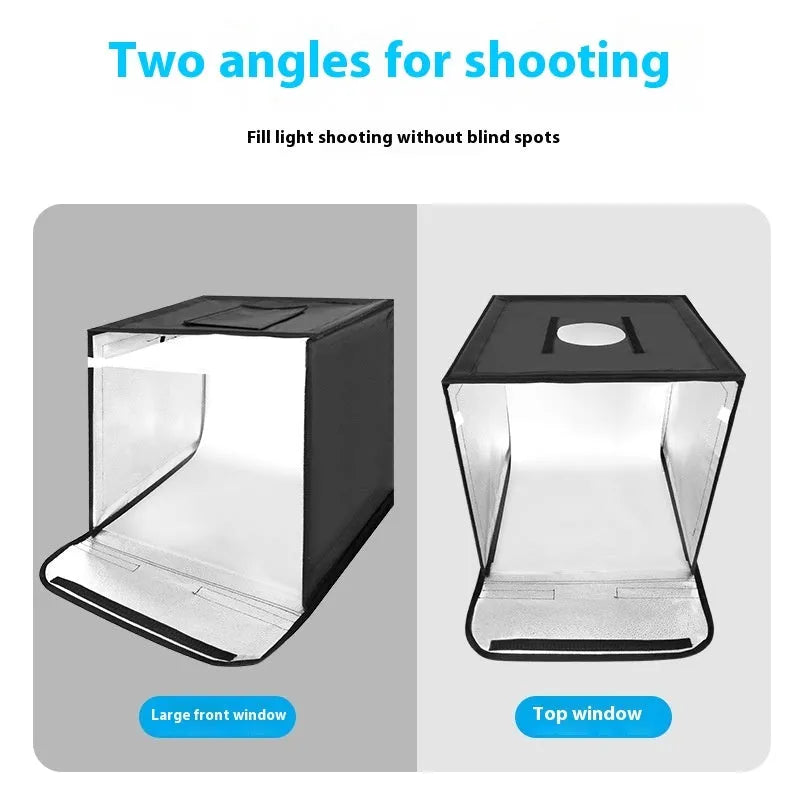 50cm studio light box with metal frame and USB-powered 5-side folding three-colour temperature light board