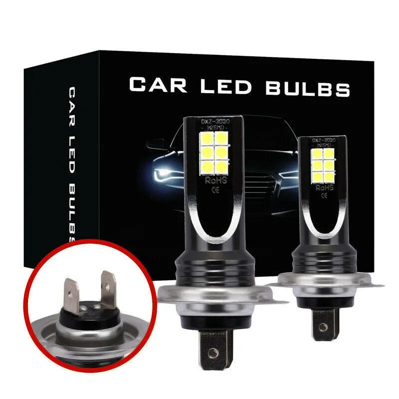 H7 110W LED automotive fog lights with 12 SMD 3030 chips in white aluminium housing