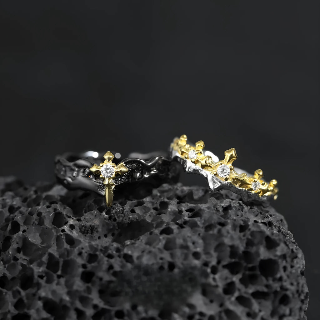 Princess Knight adjustable couple ring in silver with electroplated finish