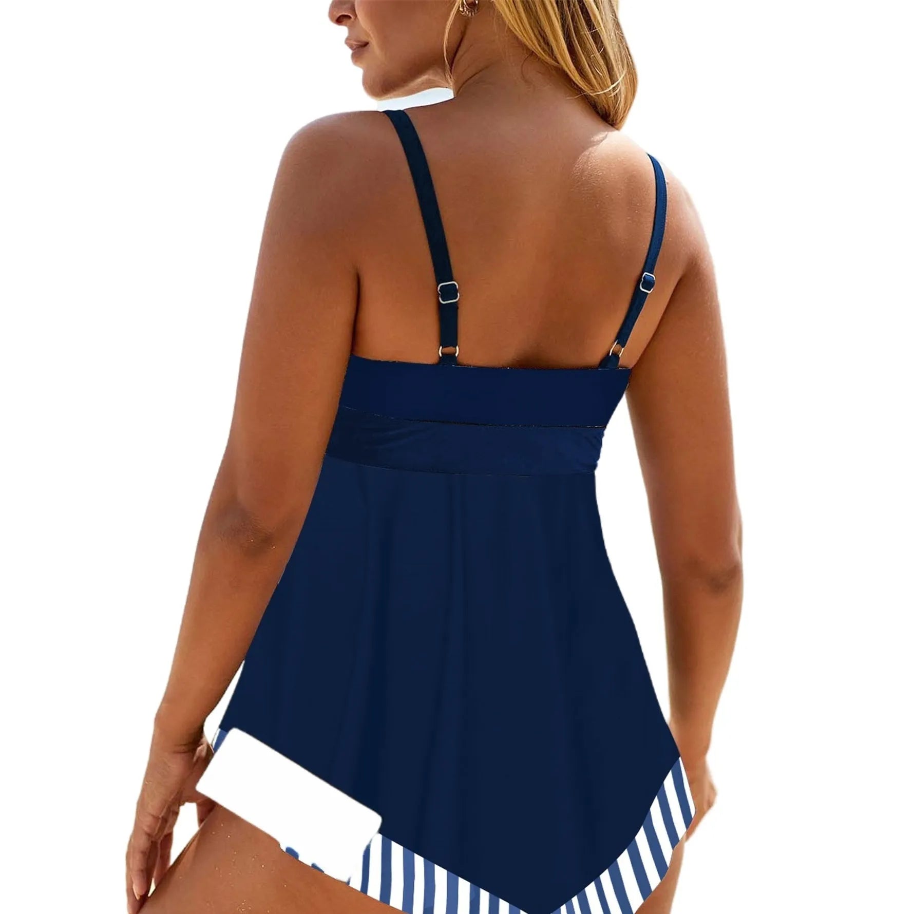 Plus size quick-drying two-piece bikini swimsuit in sleeveless briefs style