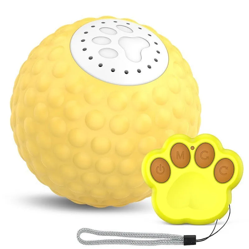 Remote control interactive cat toy ball with multiple colour options including blue, green, and yellow