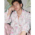 Floral long sleeve shirt with embossed three-dimensional pattern in pink colour option