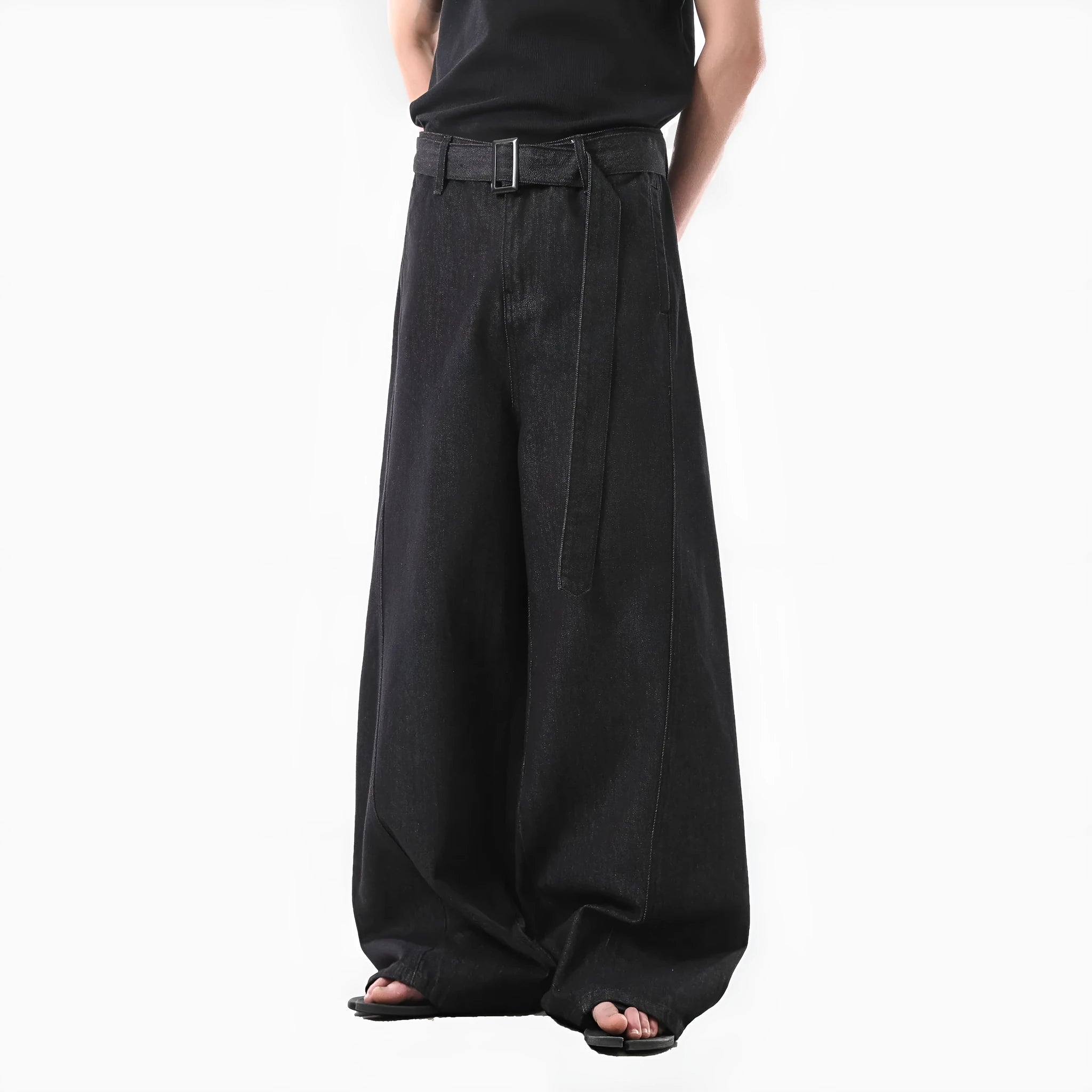 Black high waist straight-leg women's jeans with zip fly and five-pocket design