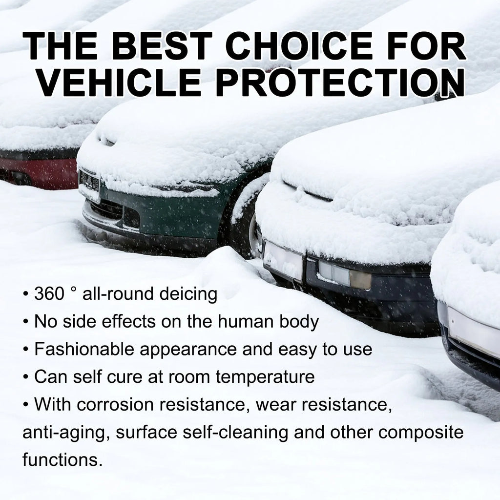 Car snow brush with hydrophobic nano coating spray bottle attached to PE plastic handle