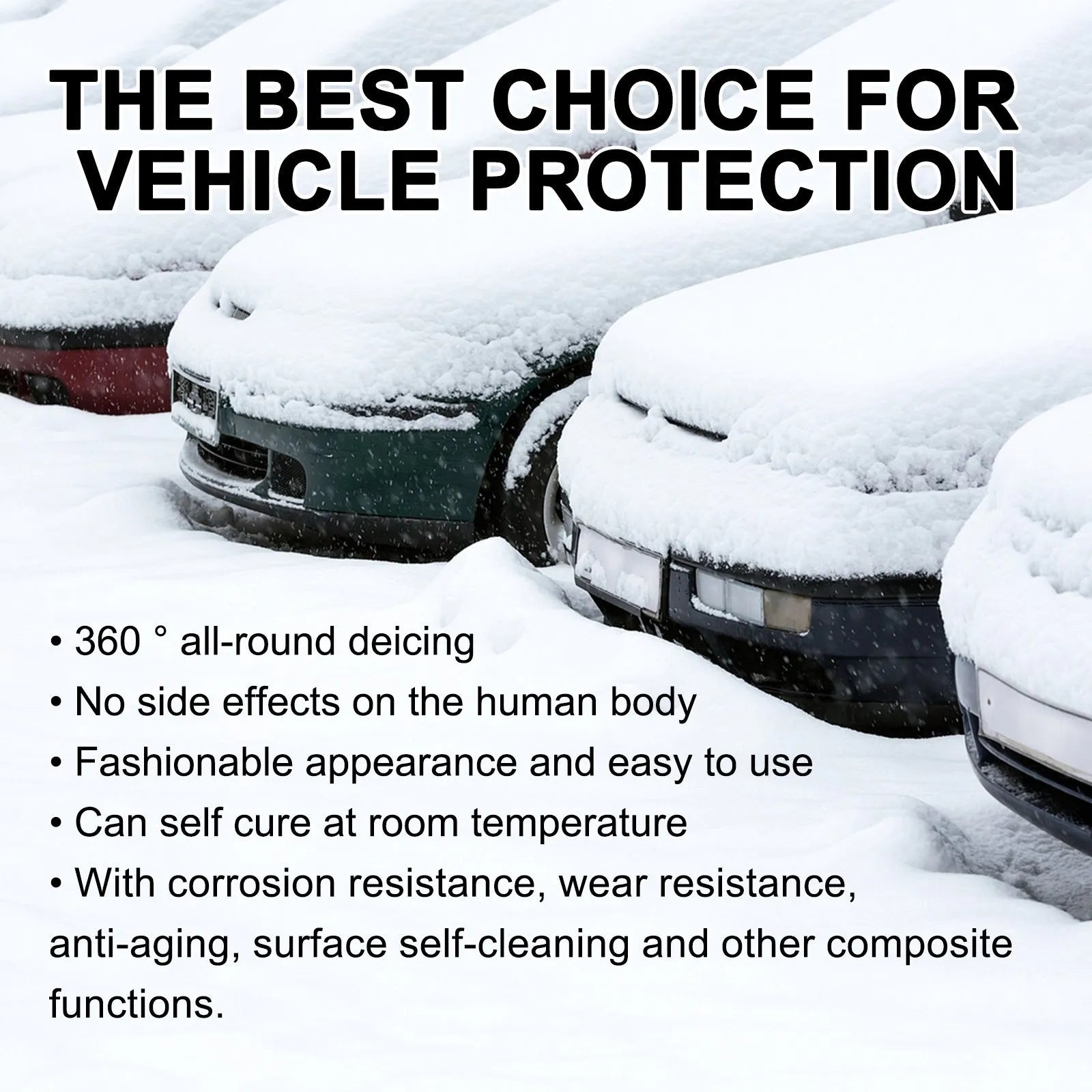 Car snow brush with hydrophobic nano coating spray bottle attached to PE plastic handle