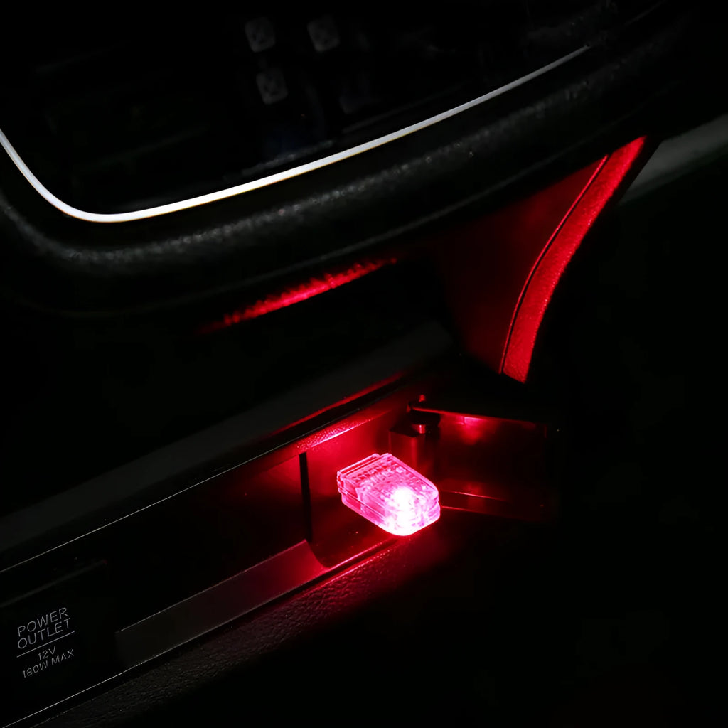 USB car ambient light with touch controls and voice-activated RGB colour changing modes