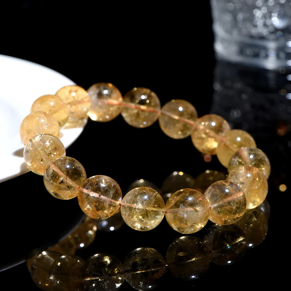 Natural yellow citrine bracelet with geometric beads in Brazilian yellow colour